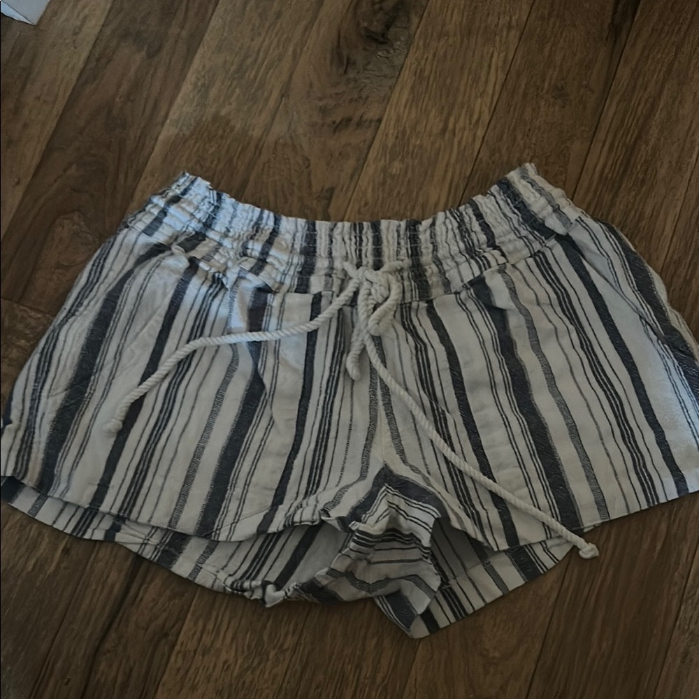 Roxy Striped Athletic Shorts in Navy and White